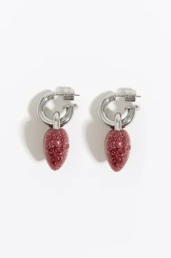 Sale BIMBA Y LOLA Pendientes Aro Corazon Glitter Rosa