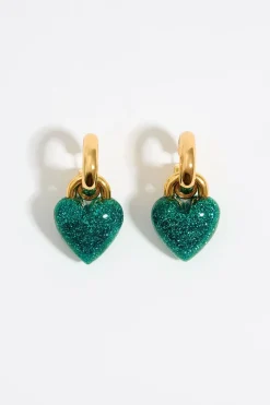 Best Sale BIMBA Y LOLA Pendientes Aro Corazon Glitter Turquesa