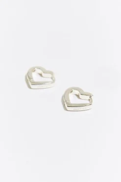 Online BIMBA Y LOLA Pendientes Aro Corazon Plateados