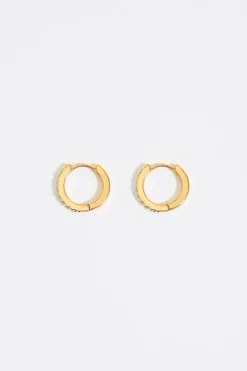 Cheap BIMBA Y LOLA Pendientes Aro Cristales Fume Dorados