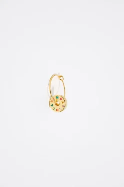 Cheap BIMBA Y LOLA Pendientes Aro Dorado Logo Multipastel