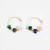 Outlet BIMBA Y LOLA Pendientes Aro Dorado Mate Piedras