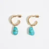 Shop BIMBA Y LOLA Pendientes Aro Dorado Piedra Turquesa