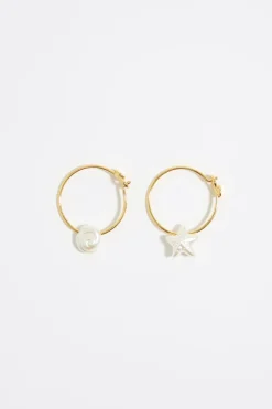 Discount BIMBA Y LOLA Pendientes Aro Estrella Y Caracola Dorados