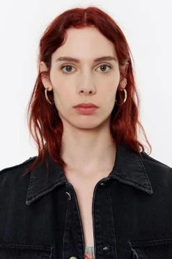 Sale BIMBA Y LOLA Pendientes Aro Grande Dorado Mate Y Cristales