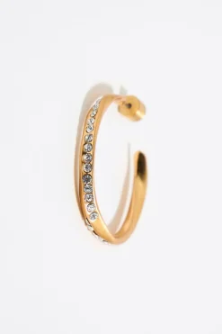 Sale BIMBA Y LOLA Pendientes Aro Grande Dorado Mate Y Cristales