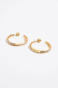 Sale BIMBA Y LOLA Pendientes Aro Grande Dorado Mate Y Cristales