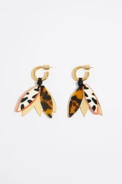 Fashion BIMBA Y LOLA Pendientes Aro Hojas Resina Carey