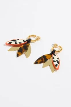 Fashion BIMBA Y LOLA Pendientes Aro Hojas Resina Carey