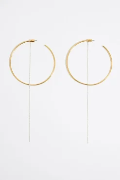 Shop BIMBA Y LOLA Pendientes Aro Maxi Y Cadena Plateada