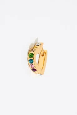 Shop BIMBA Y LOLA Pendientes Aro Mini Corazon Cristales Multicolor