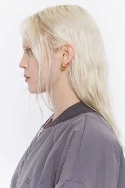 Sale BIMBA Y LOLA Pendientes Aro Mini Dorado Corazon Cristales