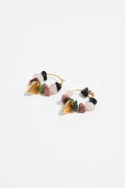Flash Sale BIMBA Y LOLA Pendientes Aro Piedras Negras