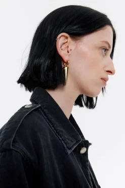 Shop BIMBA Y LOLA Pendientes Aro Y Pinchos Dorado Mate