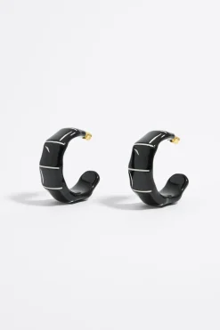 Discount BIMBA Y LOLA Pendientes Bambu Negro Marfil