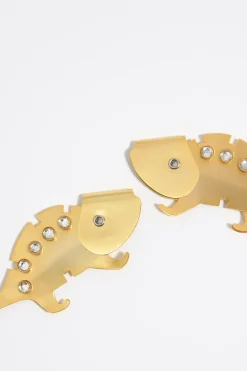 Fashion BIMBA Y LOLA Pendientes Camaleones Y Flor Dorado Mate