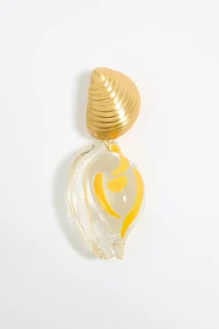 Flash Sale BIMBA Y LOLA Pendientes Caracolas Resina Y Metal Dorados