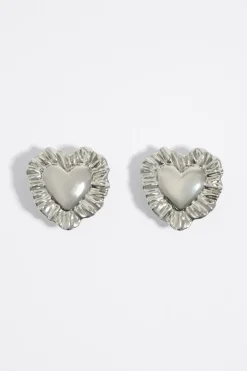 Best BIMBA Y LOLA Pendientes Cojines Corazon Plateados