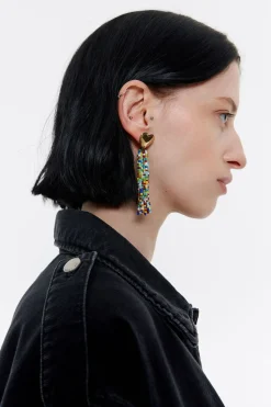 Cheap BIMBA Y LOLA Pendientes Corazon Dorado Abalorios Multicolores