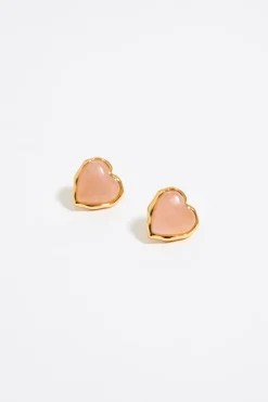 Best BIMBA Y LOLA Pendientes Corazon Piedra Rosa