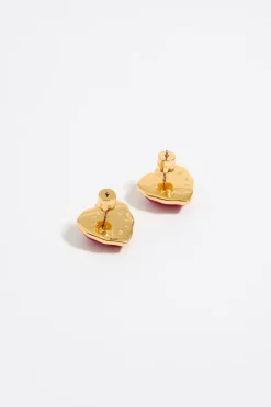 Store BIMBA Y LOLA Pendientes Corazon Piedra Fucsia