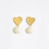 Online BIMBA Y LOLA Pendientes Corazones Dorados Y Perlas