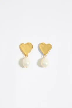 Online BIMBA Y LOLA Pendientes Corazones Dorados Y Perlas