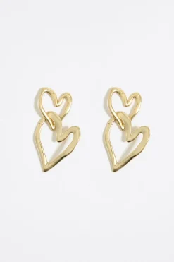 Online BIMBA Y LOLA Pendientes Corazones Textura Dorados