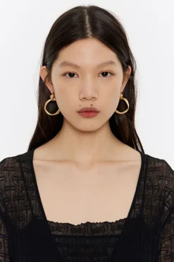 Sale BIMBA Y LOLA Pendientes Doble Aro Dorado Mate