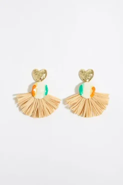 Store BIMBA Y LOLA Pendientes Flor Ceramica Y Rafia