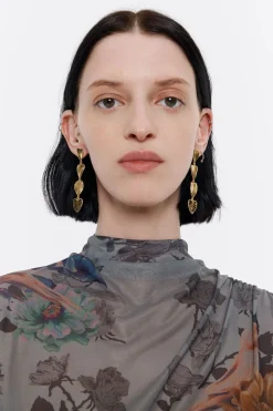 Cheap BIMBA Y LOLA Pendientes Hojas Dorado Mate