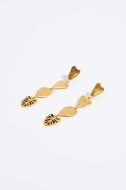 Online BIMBA Y LOLA Pendientes Hojas Dorado Mate
