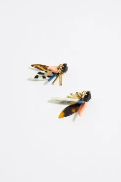 Hot BIMBA Y LOLA Pendientes Hojas Resina Cristal Negro