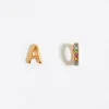 Store BIMBA Y LOLA Pendientes Letra A Y Aro Mini Cristales Multicolores