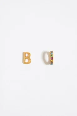 Outlet BIMBA Y LOLA Pendientes Letra B Y Aro Mini Cristales Multicolores