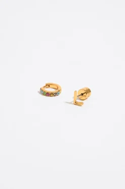 Best Sale BIMBA Y LOLA Pendientes Letra L Y Aro Mini Cristales Multicolores