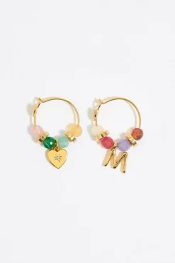 Hot BIMBA Y LOLA Pendientes Letra M Piedras Multicolores