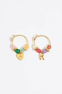 Fashion BIMBA Y LOLA Pendientes Letra R Piedras Multicolores