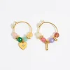 Sale BIMBA Y LOLA Pendientes Letra T Piedras Multicolores