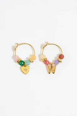Shop BIMBA Y LOLA Pendientes Letra W Piedras Multicolores