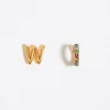 New BIMBA Y LOLA Pendientes Letra W Y Aro Mini Cristales Multicolores