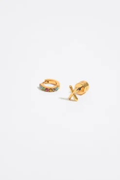 Sale BIMBA Y LOLA Pendientes Letra X Y Aro Mini Cristales Multicolores