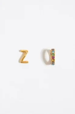 Shop BIMBA Y LOLA Pendientes Letra Z Y Aro Mini Cristales Multicolores