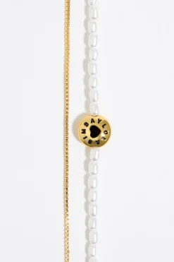 Hot BIMBA Y LOLA Pulsera Doble Logo Candy Perlas Negro