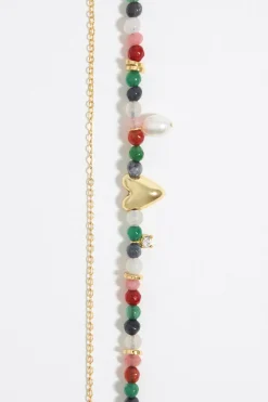 Flash Sale BIMBA Y LOLA Pulsera Doble Piedras Multicolores Y Cadena Dorada