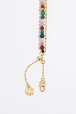 Flash Sale BIMBA Y LOLA Pulsera Doble Piedras Multicolores Y Cadena Dorada