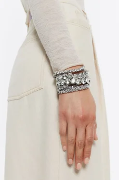 Fashion BIMBA Y LOLA Pulsera Elastica Cristales Plateada