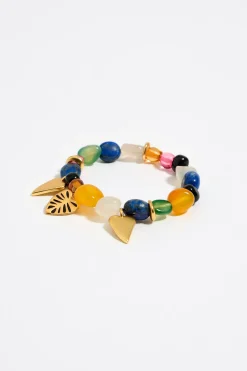 Hot BIMBA Y LOLA Pulsera Elastica Piedras Y Hojas Doradas