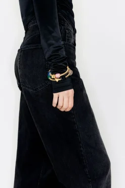 Discount BIMBA Y LOLA Pulsera Espiral Dorada Piedras Y Corazones