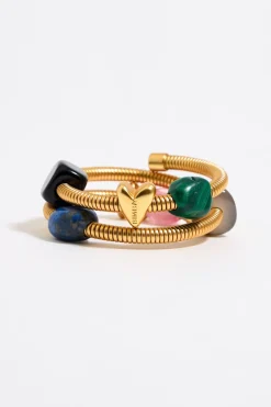 Discount BIMBA Y LOLA Pulsera Espiral Dorada Piedras Y Corazones